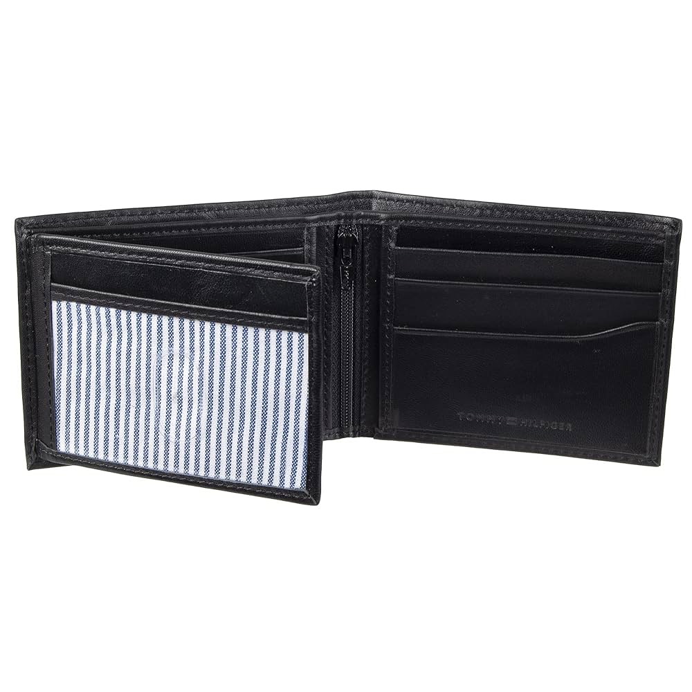 Ví Tommy Hilfiger Men's Bifold Genuine Leather Wallet Black 31TL240005 001