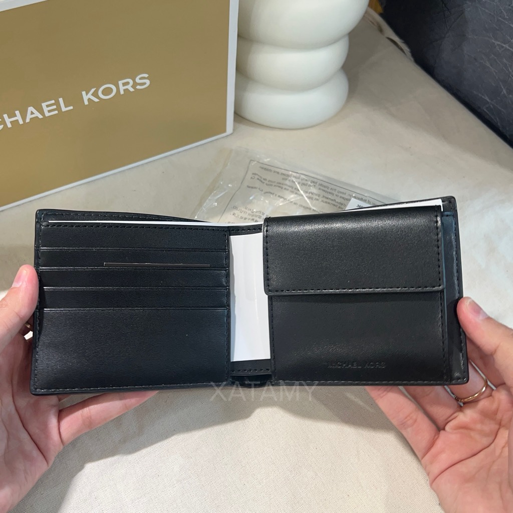 Ví Michael Kors Cooper Printed Signature Logo Billfold Wallet Black Gift Box 36F5LCOF3U