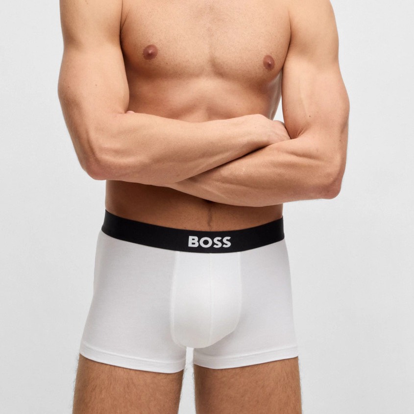 Underwear BOSS By Hugo Boss Men's 3-Pack Icon Trunks Stretch Cotton White 50544263 100
