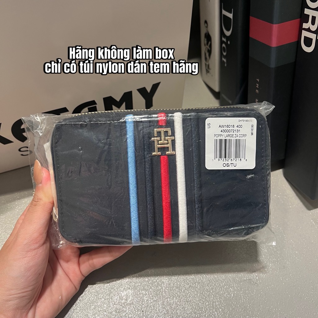 Ví Tommy Hilfiger Stripe Large Zip Wallet Space Blue AW16018 400