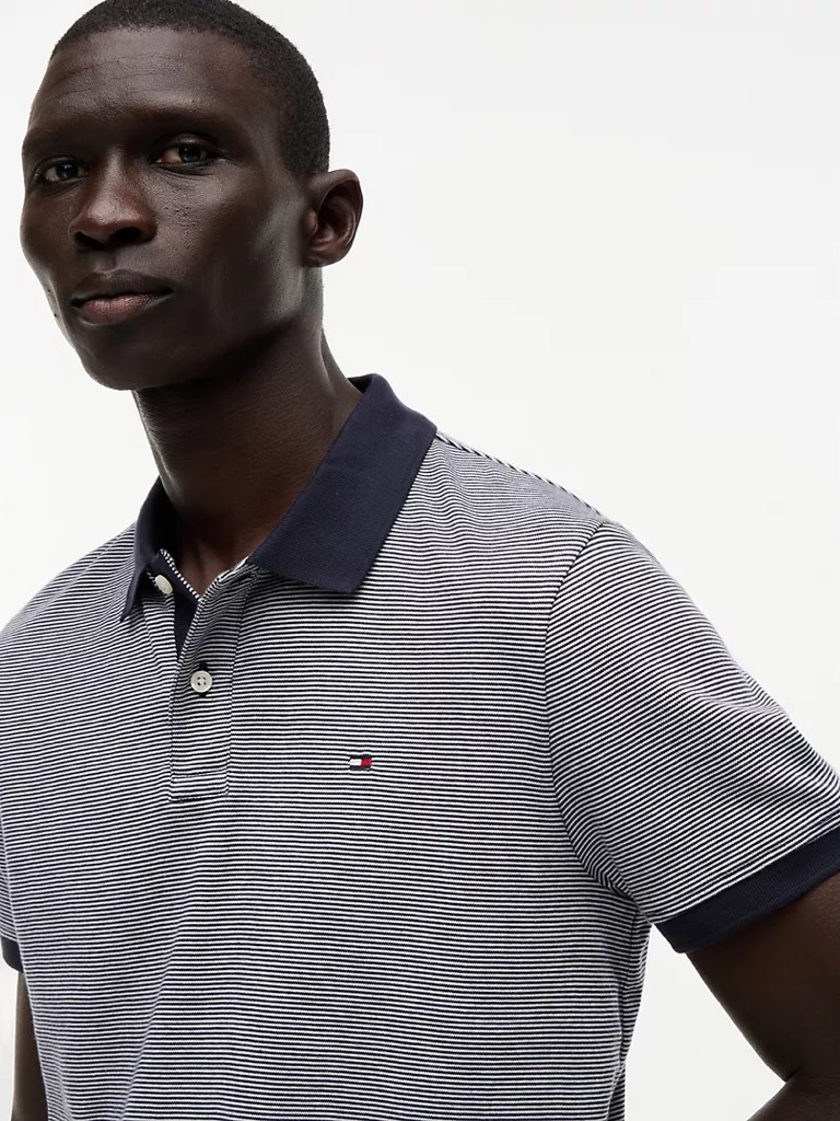 Áo Polo Tommy Hilfiger Regular Fit Sriped Interlock Navy XM07340 400