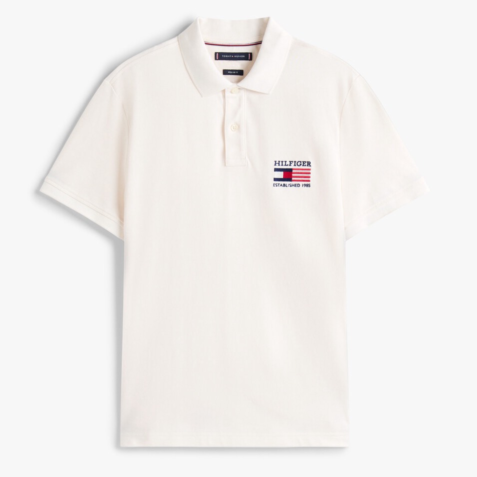 Áo Polo Tommy Hilfiger Regular Fit Embroidered Flag Pique Ivory Petal MW39836 720