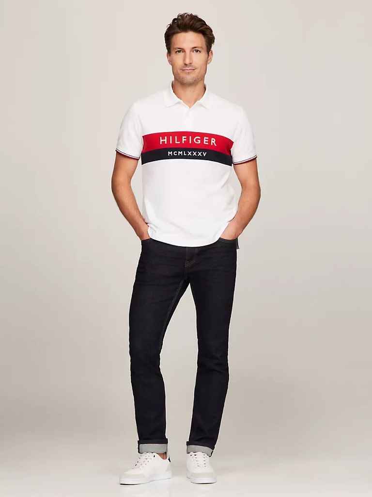 Áo Polo Tommy Hilfiger Regular Fit Chest Embroidered White 78J9452 100