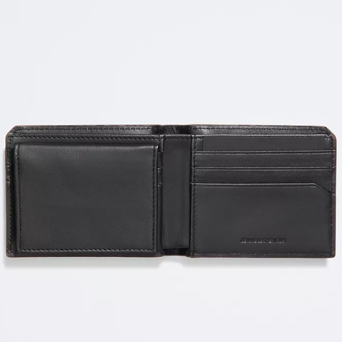 Ví Calvin Klein Saffiano Leather Card Case Bifold Wallet Black 40W0733 010