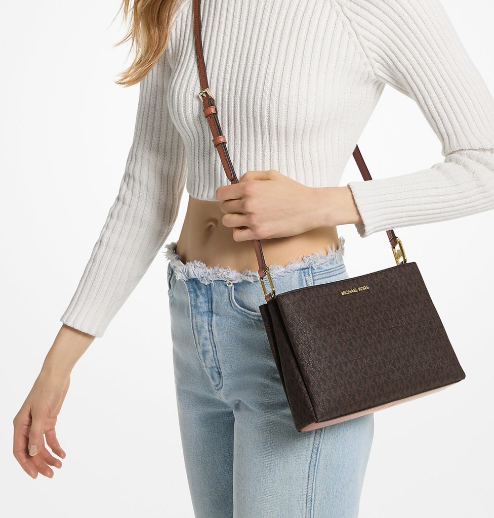 Túi Michael Kors Trisha Medium Logo Crossbody Bag Brown 35H1G9TC8B