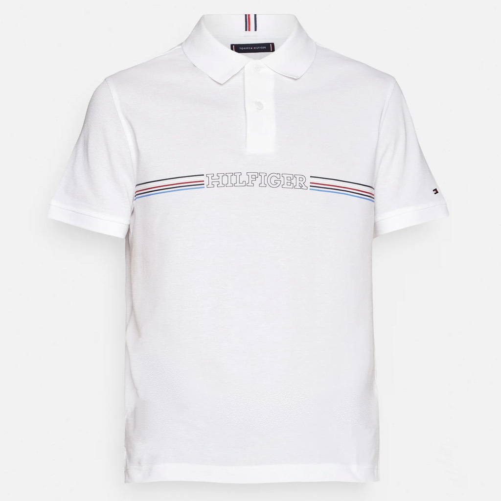 Áo Polo Tommy Hilfiger Regular Fit Monotype Chest Stripe White MW34769 100
