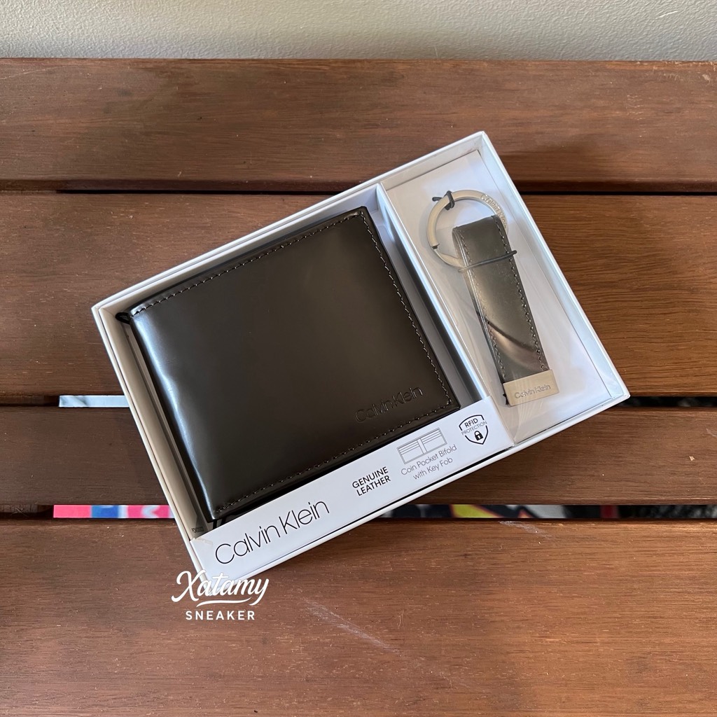 Ví Calvin Klein SlimFold With Keychain Brown 31CK330001