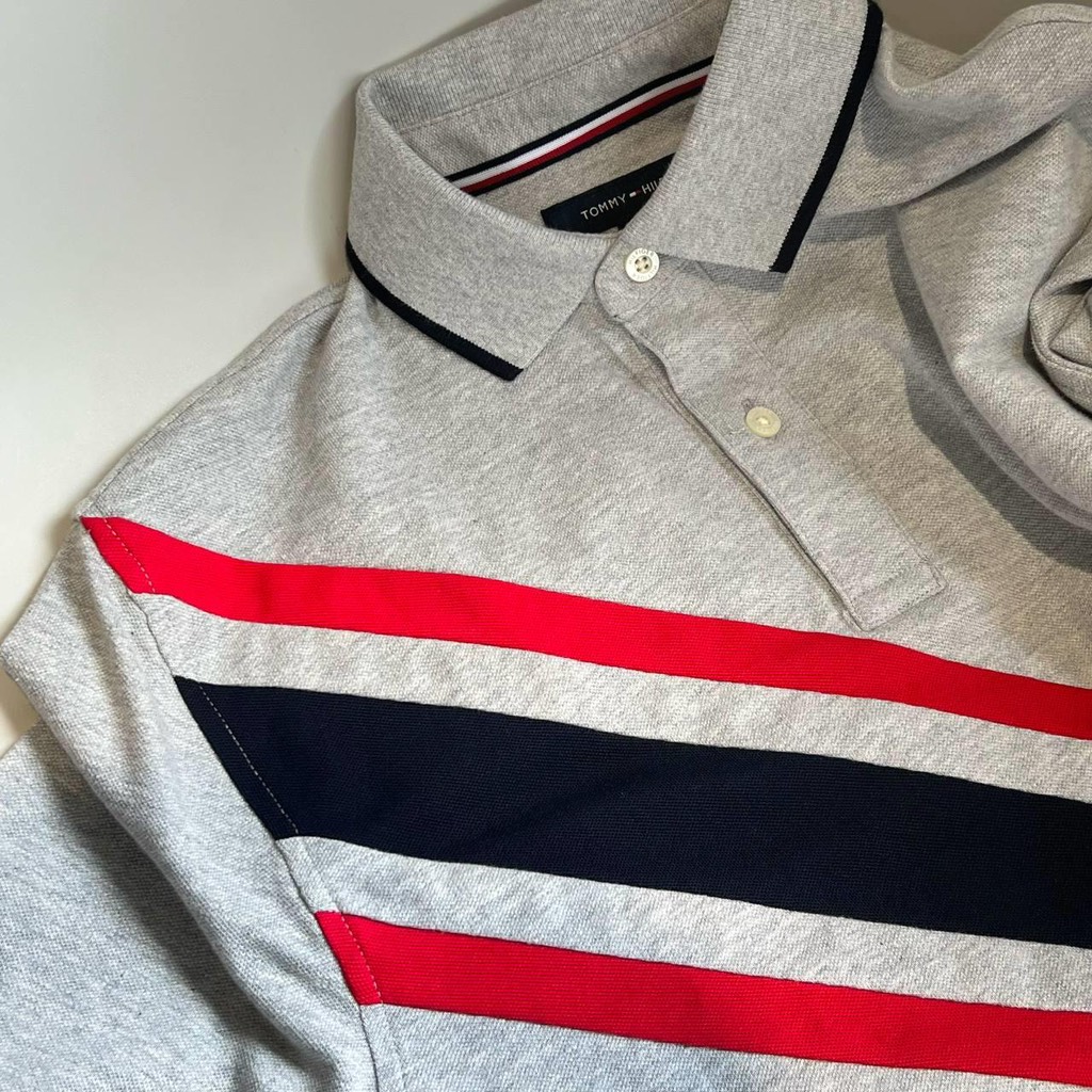 Áo Polo Tommy Hilfiger Regular Fit Banner Stripe Logo Grey 78JA988 030
