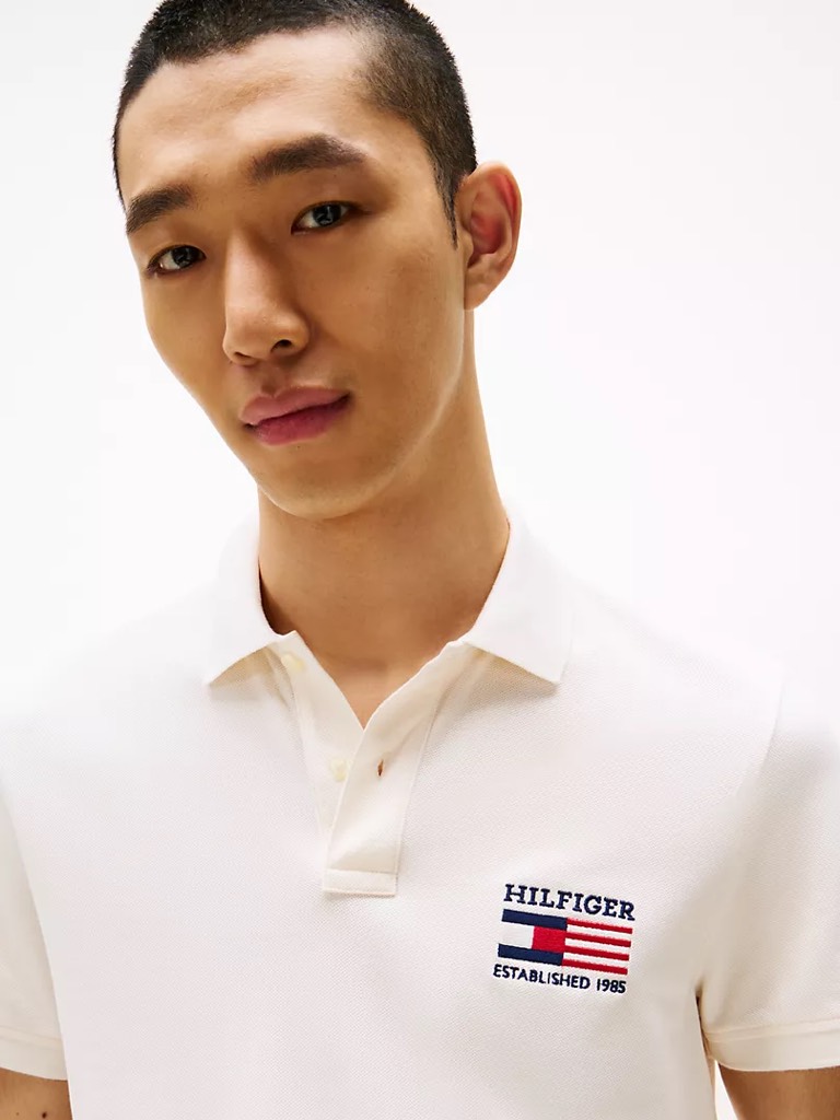 Áo Polo Tommy Hilfiger Regular Fit Embroidered Flag Pique Ivory Petal MW39836 720