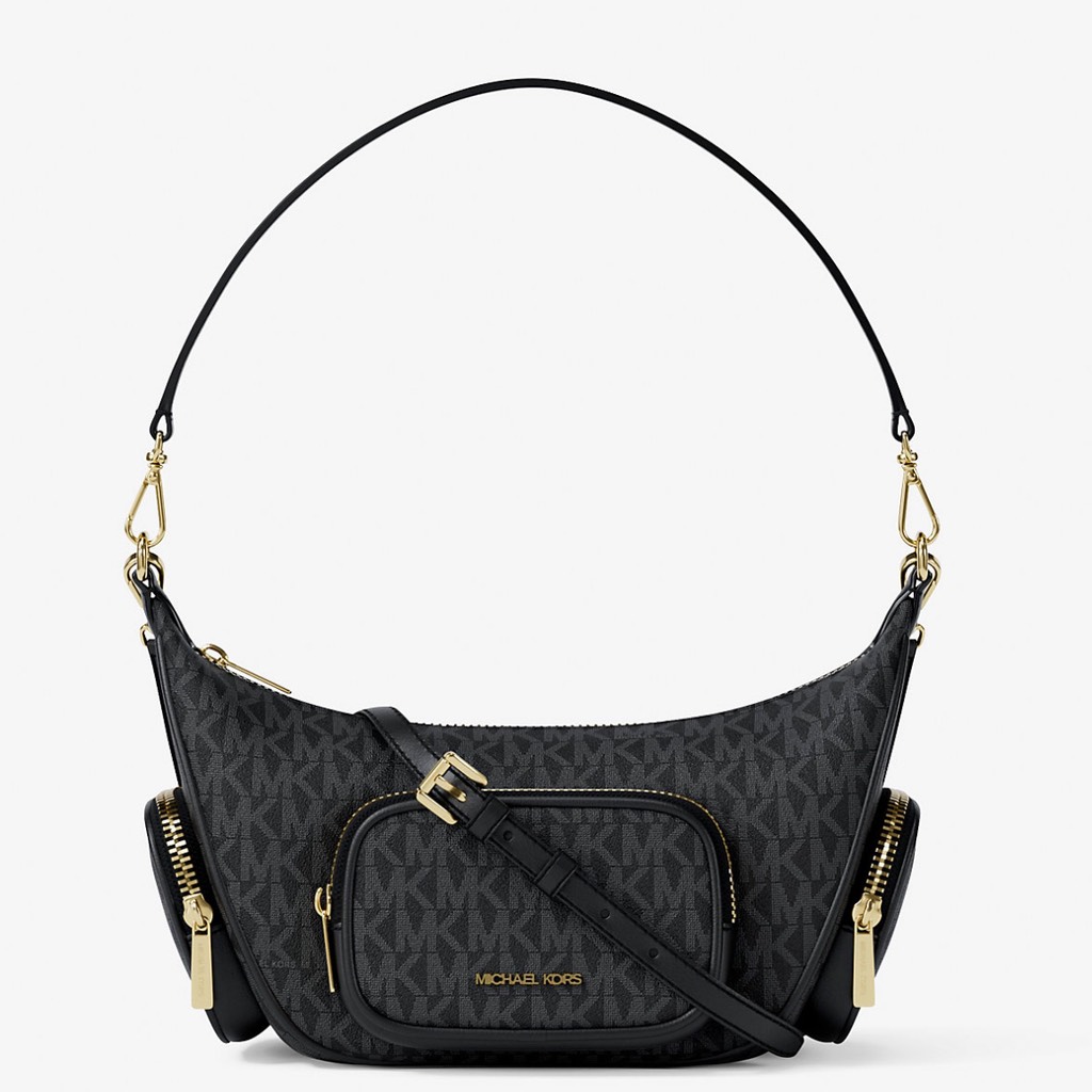Túi Michael Kors Merritt Small Signature Logo Convertible Shoulder Black 35R6G0WC1B