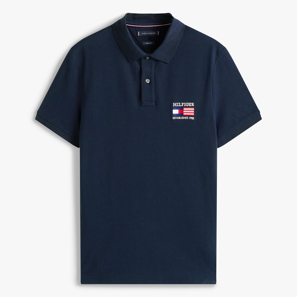Áo Polo Tommy Hilfiger Regular Fit Embroidered Flag Pique Navy MW39836 400