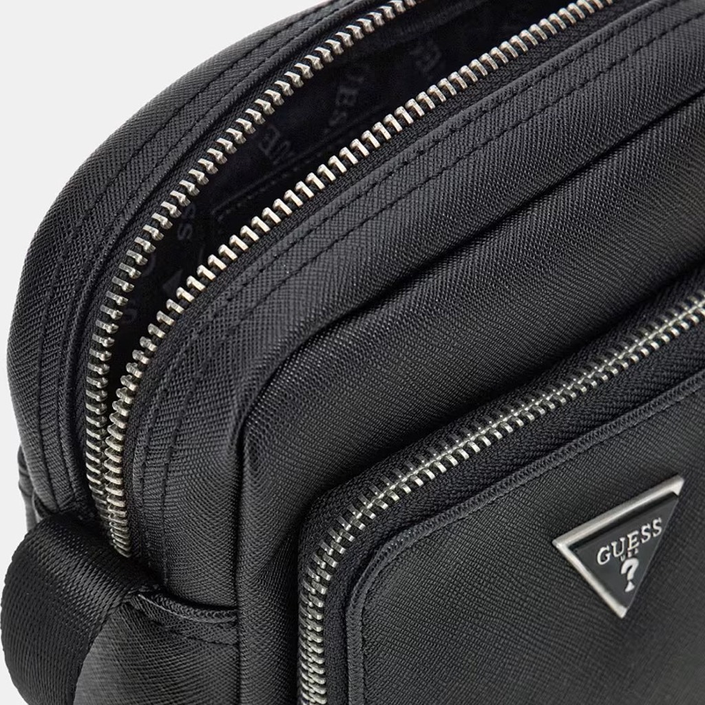Túi GUESS Faux-Leather Saffiano Crossbody Black HMMISAP4263