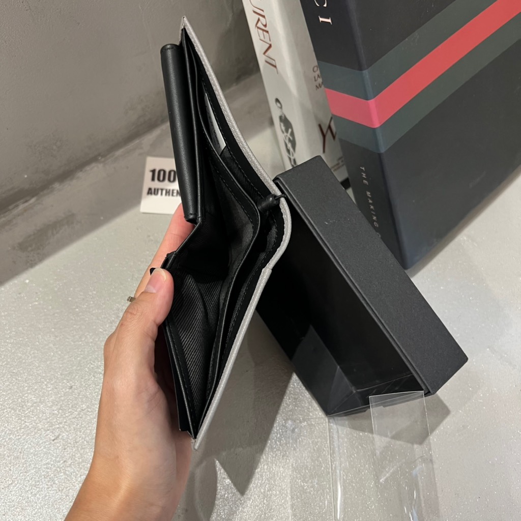 Ví Calvin Klein Saffiano Leather Card Case Bifold Wallet Grey 4D1013G 020
