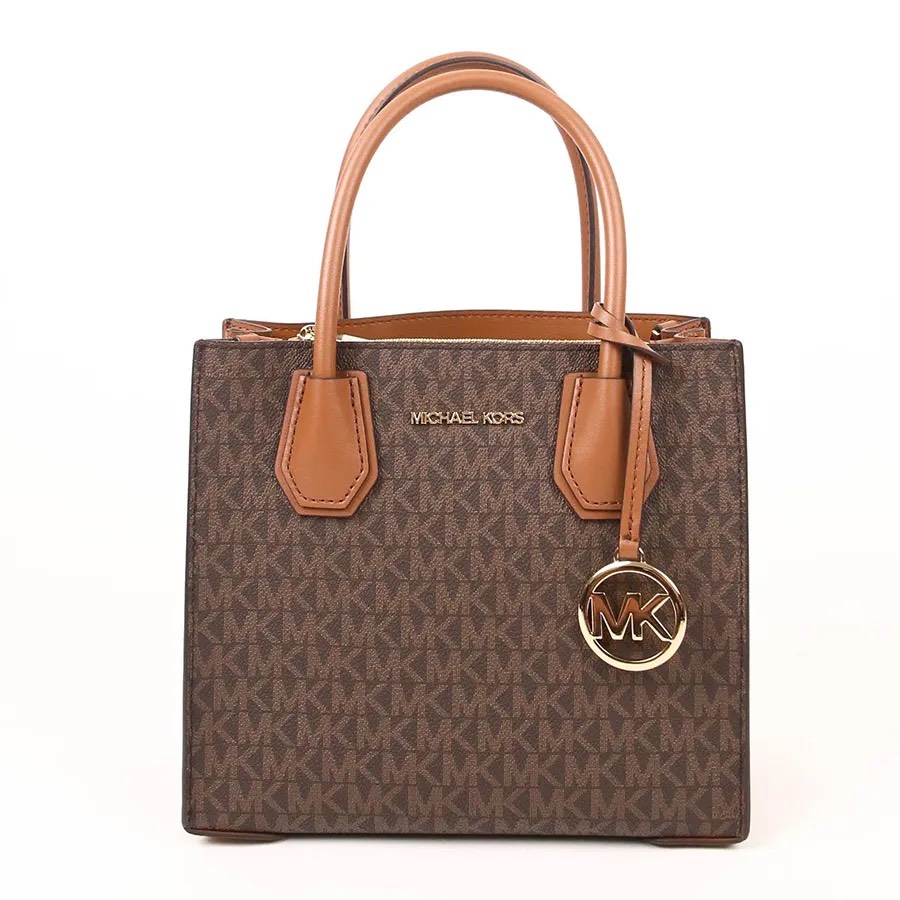 Túi Michael Kors Mercer Medium Logo and Leather Accordion Crossbody Bag Brown 35S1GM9M2B