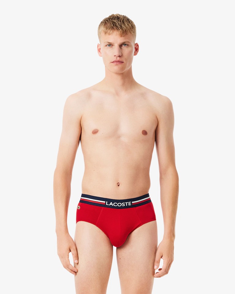Underwear LACOSTE Men's 3-Pack Logo Waist Cotton Stretch Briefs 8H9464 51