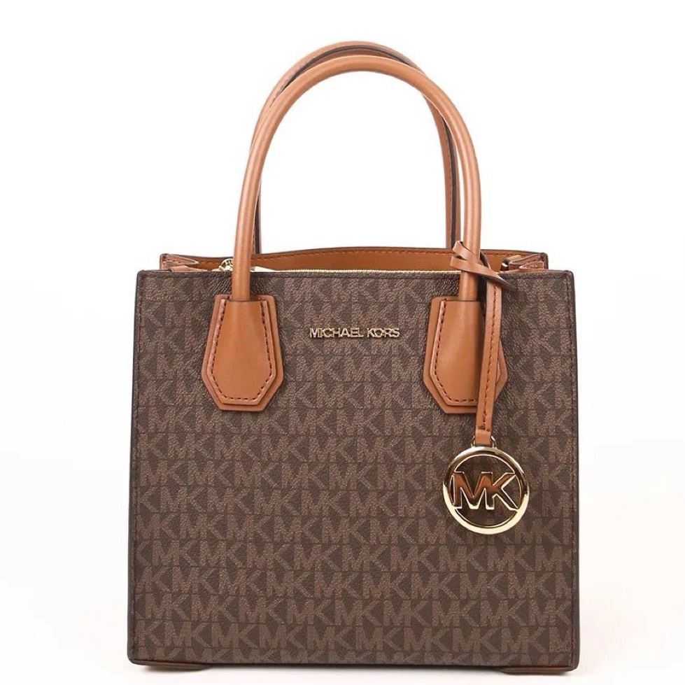 Túi Michael Kors Mercer Medium Logo and Leather Accordion Crossbody Bag Brown 35S1GM9M2B