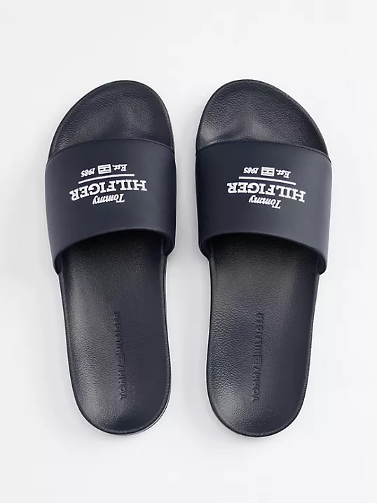 Dép Tommy Hilfiger Embroidered Hilfiger Slide Navy  FM05342 400