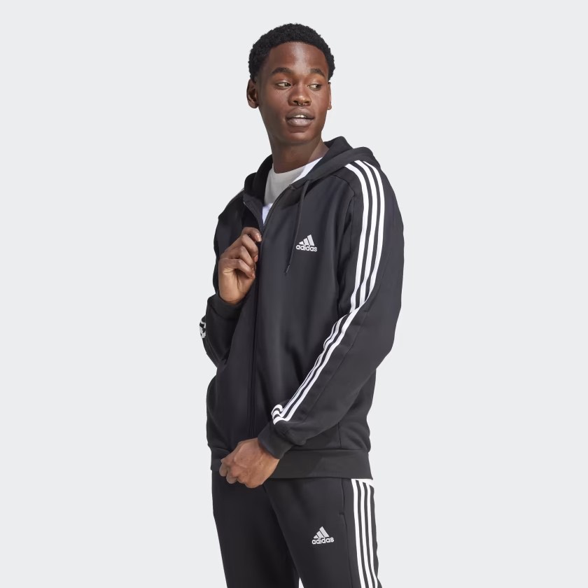 Áo Khoác adidas Nam ESSENTIALS Fleece 3S Full-zip Hoodie Black IB4029