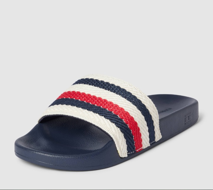 Dép Tommy Hilfiger Logo Stripe Pool Space Blue FW07151