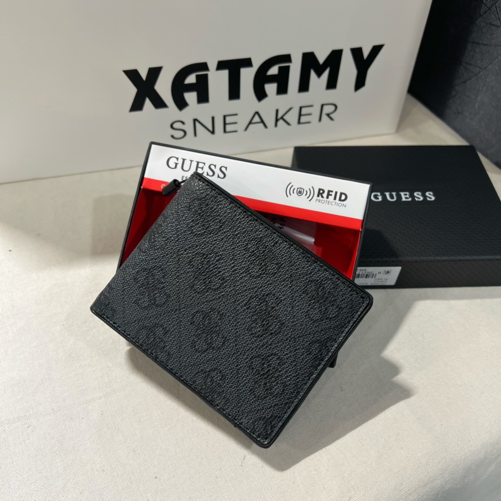 Ví Guess Men’s Trend Fashion Patterned Slim fold Wallet Black 31GU130036 001