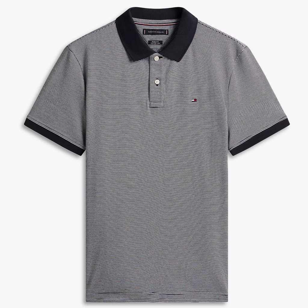 Áo Polo Tommy Hilfiger Regular Fit Sriped Interlock Navy XM07340 400