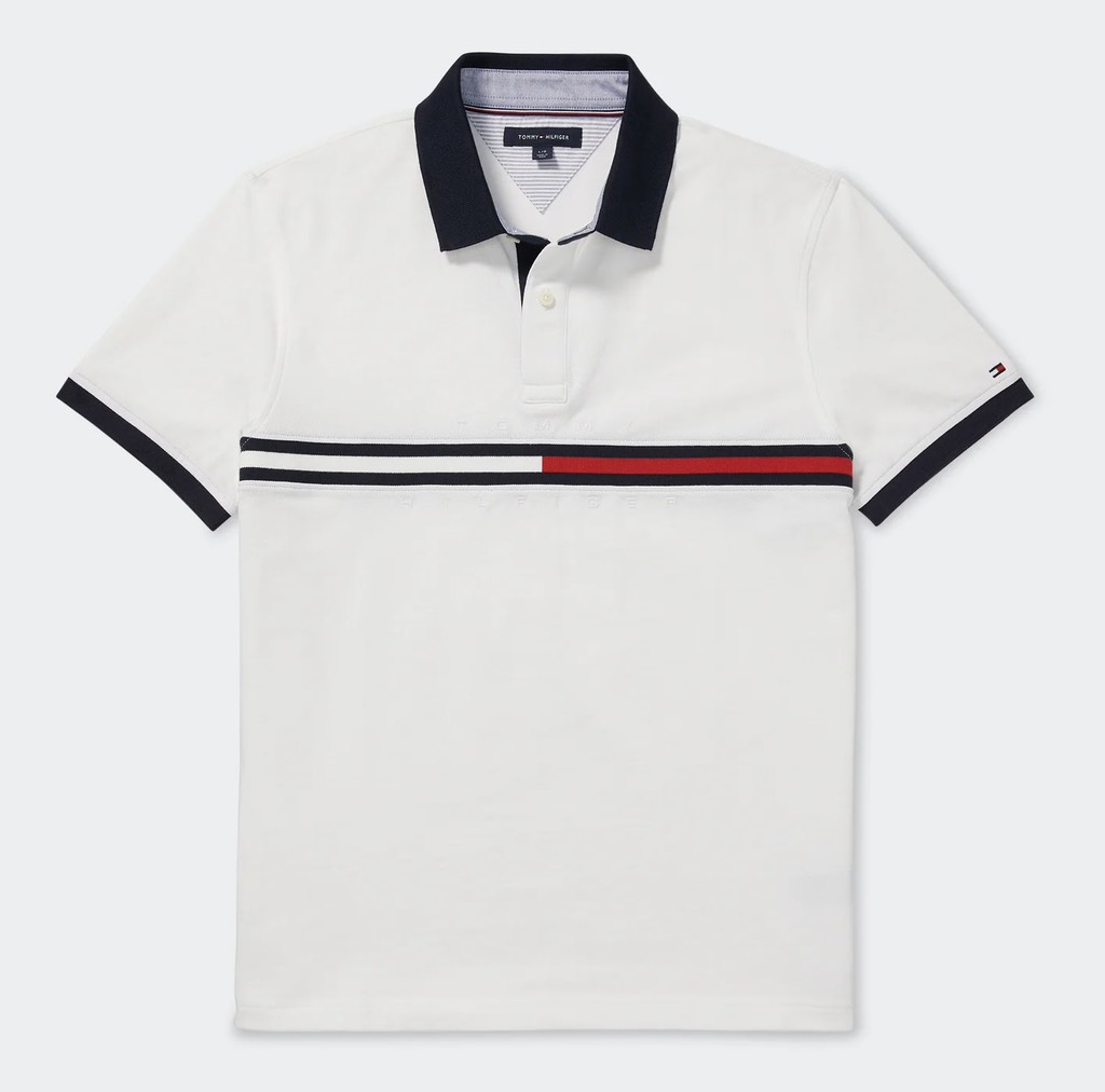 Áo Polo Tommy Hilfiger Regular Fit Embroidered Stripe Logo White 78JB117 100