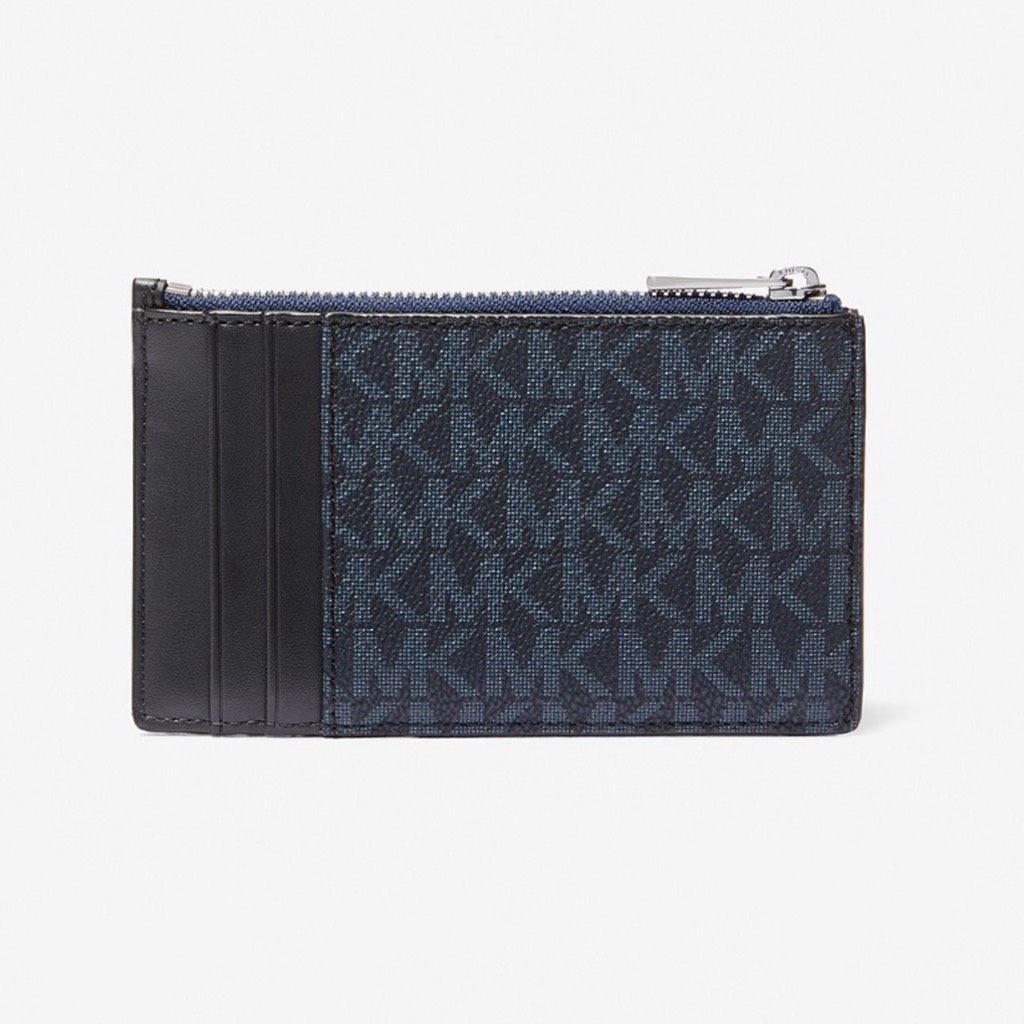 Ví Michael Kors Cooper Slim Signature Logo Zip Wallet Black Navy 36T4LCOZ7B
