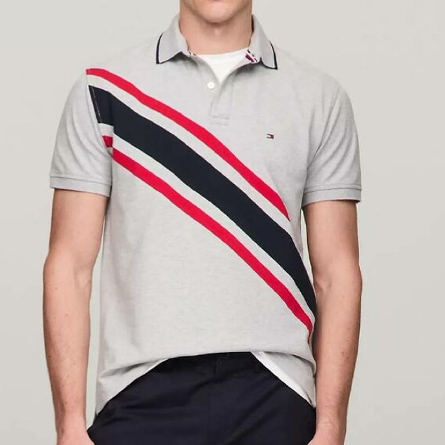 Áo Polo Tommy Hilfiger Regular Fit Banner Stripe Logo Grey 78JA988 030
