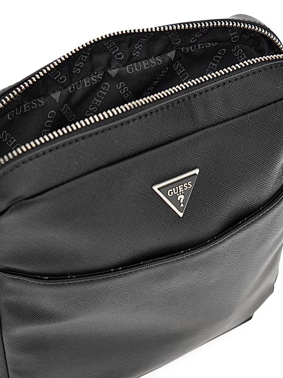 Túi GUESS Eco Saffiano Top-Zip Flat Crossbody Black HMTOSAP4258