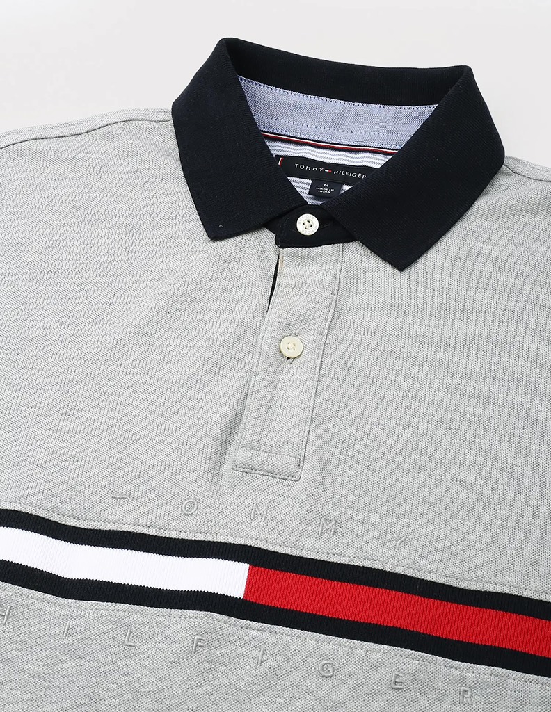 Áo Polo Tommy Hilfiger Regular Fit Embroidered Stripe Logo Grey 78JB117 030