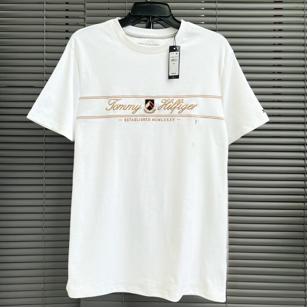 Áo Tommy Hilfiger Embroidered TH Script Logo White 78JA906 100