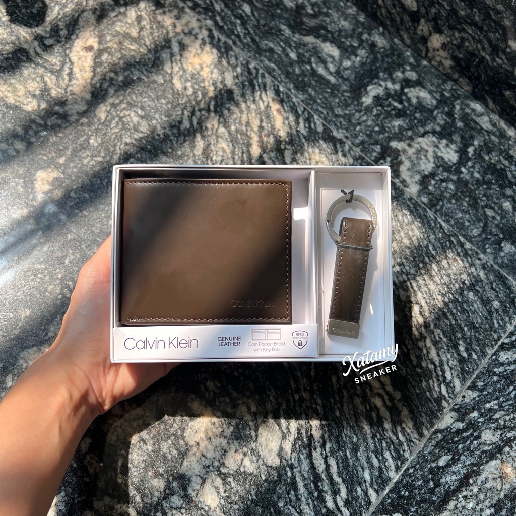 Ví Calvin Klein SlimFold With Keychain Brown 31CK330001