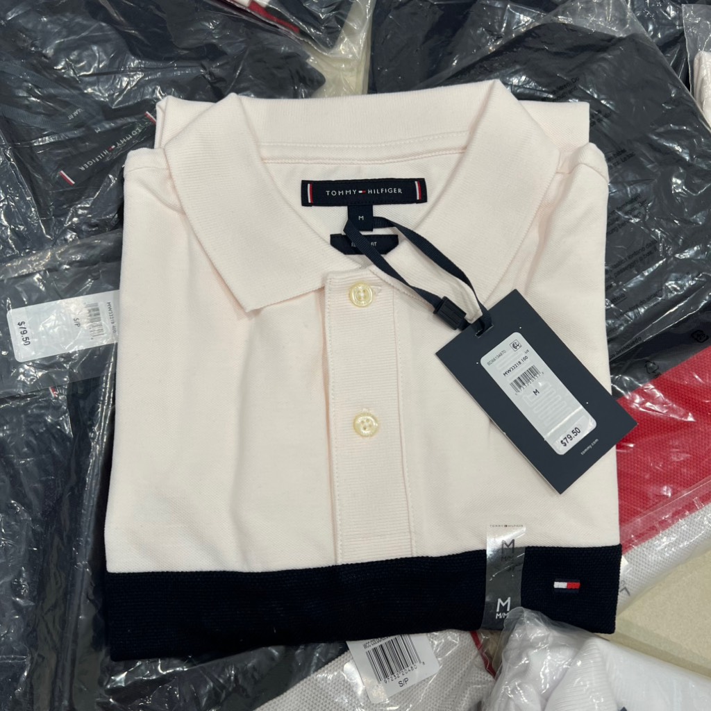 Áo Polo Tommy Hilfiger Regular Fit Colorblock Ancient White MW33218 100