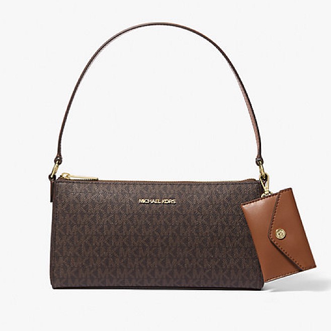 Túi Michael Kors Vincent Medium Signature Logo Pochette With Card Case Brown 35F4G2VC6B