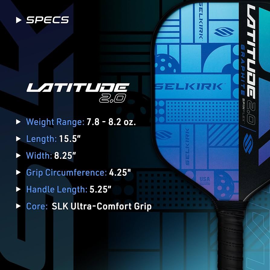 Vợt Selkirk SLK Latitude 2.0 13mm Pickleball Paddle Graphite Comfort Grip Blue