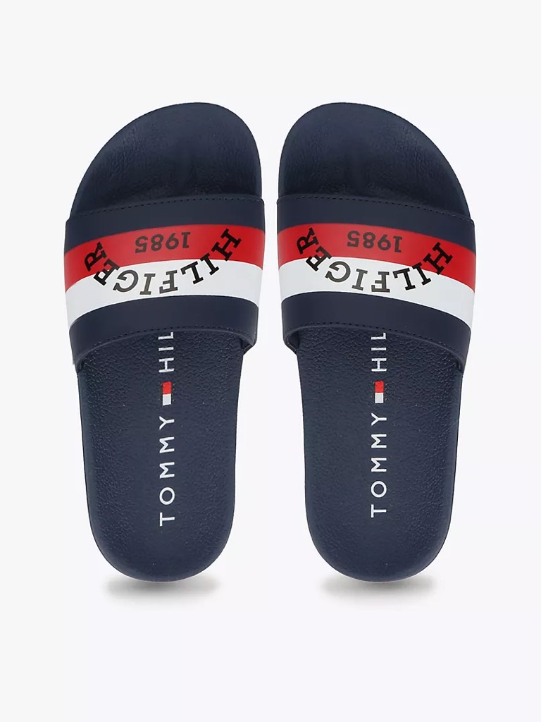 Dép Tommy Hilfiger Stripe Logo Blue White Red TZ001588 491