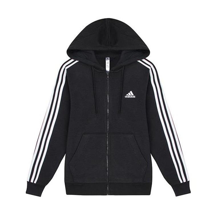 Áo Khoác adidas Nữ Essentials 3-Stripes Full-Zip Fleece Hoodie Black HZ5743