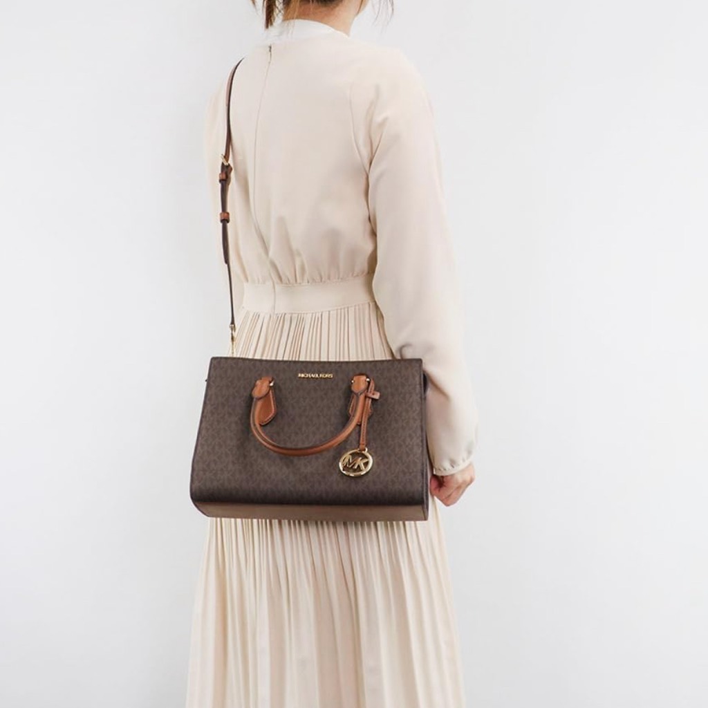 Túi Michael Kors Sheila Medium Logo Satchel Brown 35S3G6HS2B