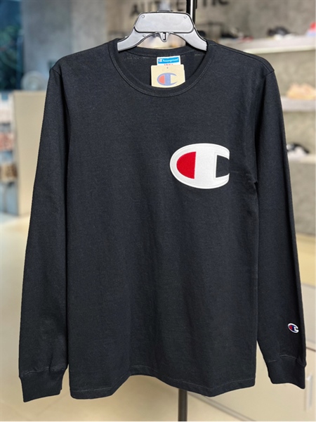 Áo Champion Đen Tay Dài Logo C Thêu