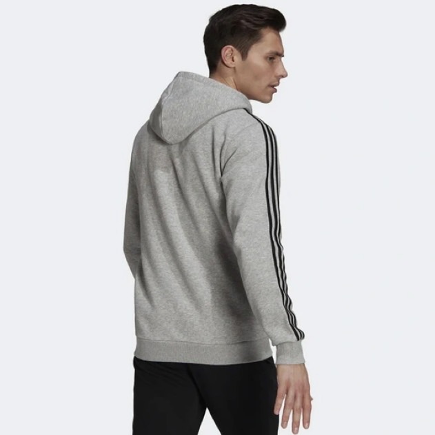 Áo Khoác Nam adidas Essentials Fleece 3-Stripes Full Zip Hoodie Grey HB0041