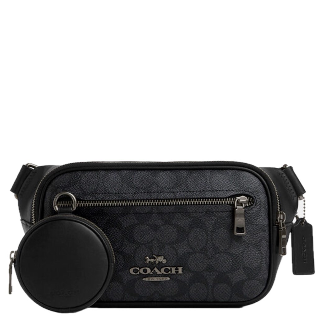 Túi Coach Elias Belt Bag In Signature Canvas Charcoal CZ400 QBMI5