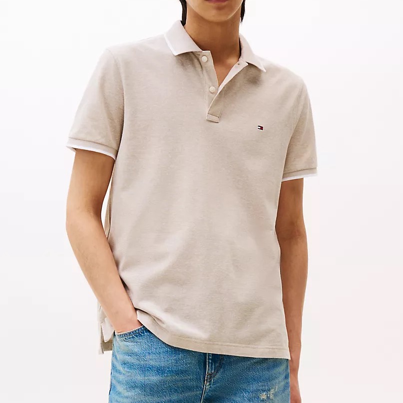 Áo Polo Tommy Hilfiger Regular Fit Linen Pique Sandalwood MW33140 251