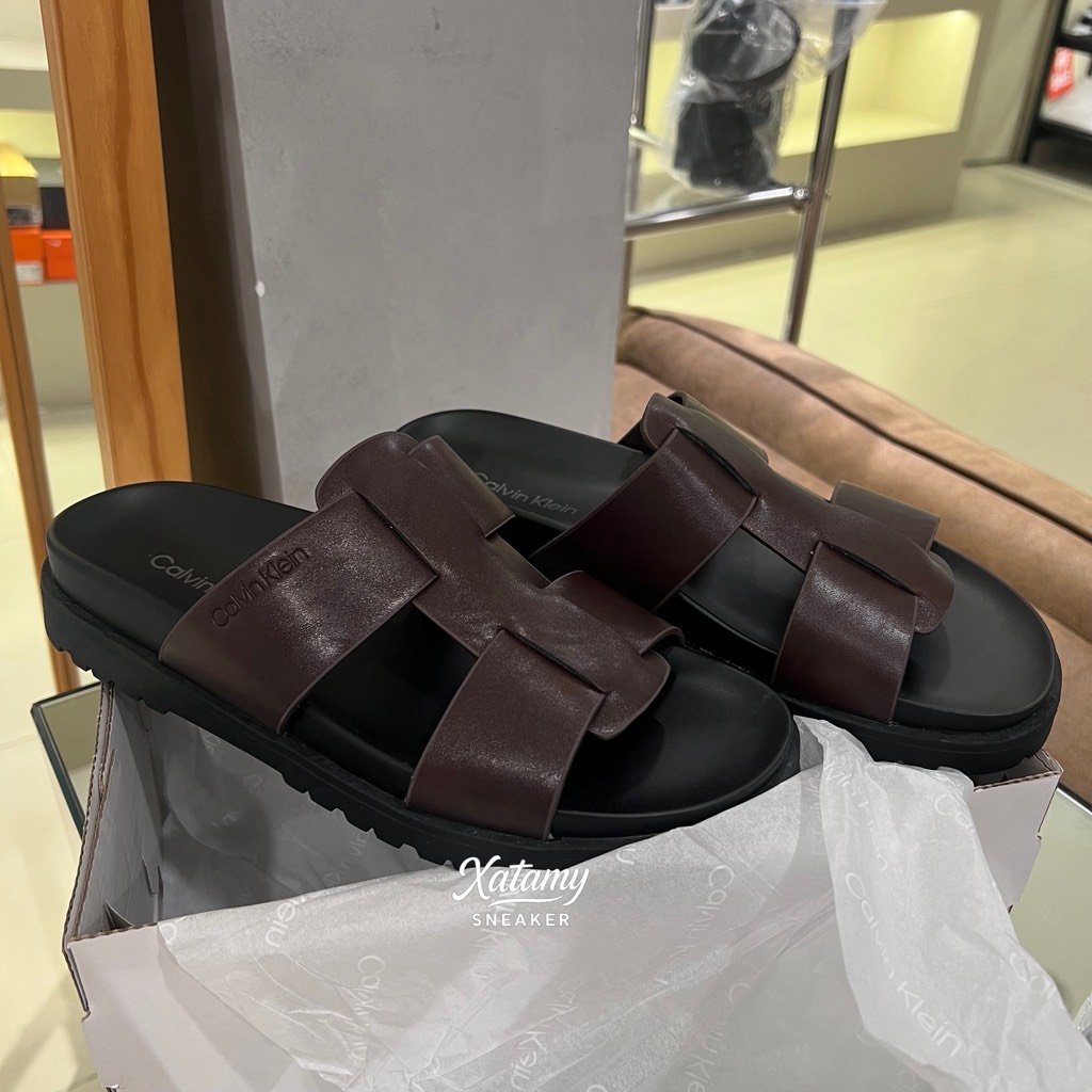 Dép Calvin Klein Rolinde Sandal Dark Brown 201