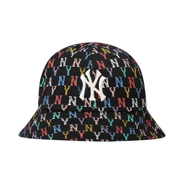 Nón MLB Black Bucket Hat Monogram Rainbow Dome 32CPH4111