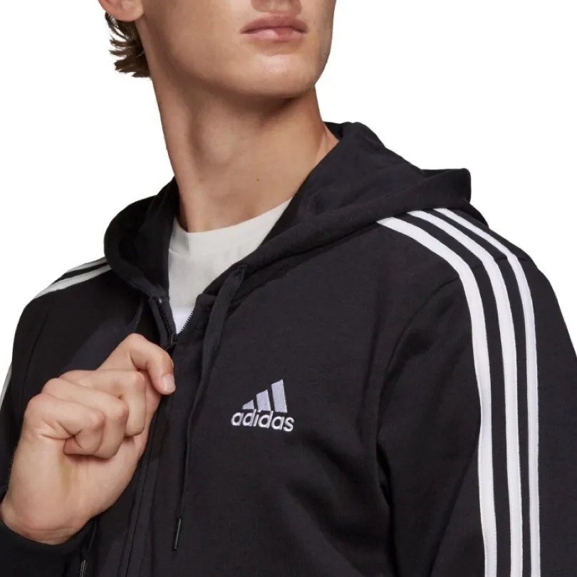 Áo Khoác adidas Men's Essentials French Terry 3-Stripes Full-Zip Hoodie Black GK9032