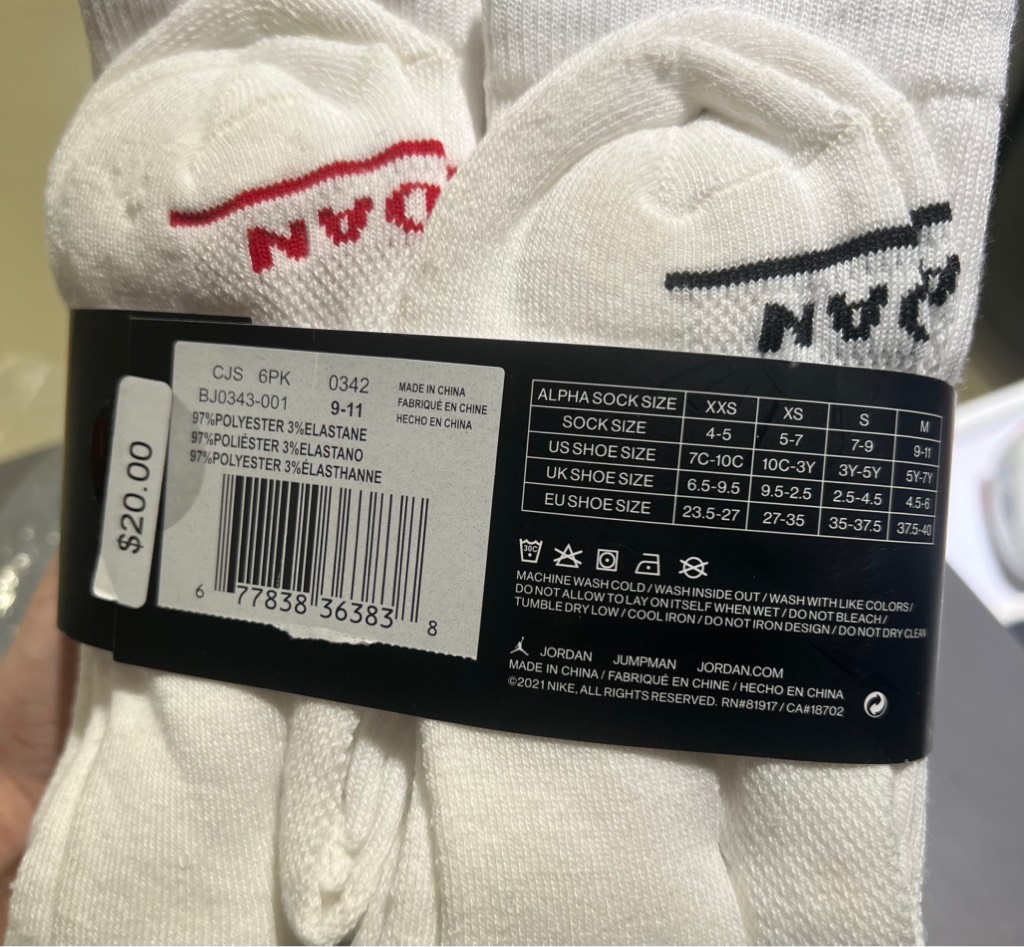 Vớ Jordan Legend 6 pack Cushioned Crew White BJ0343 001