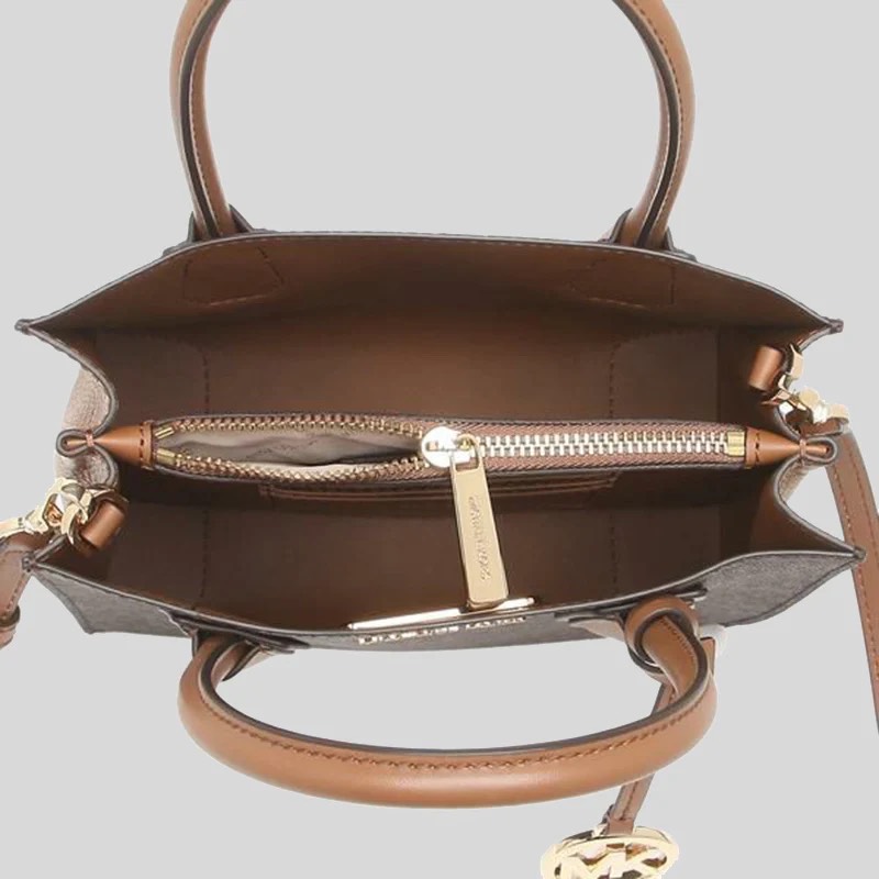 Túi Michael Kors Mercer Medium Logo and Leather Accordion Crossbody Bag Brown 35S1GM9M2B