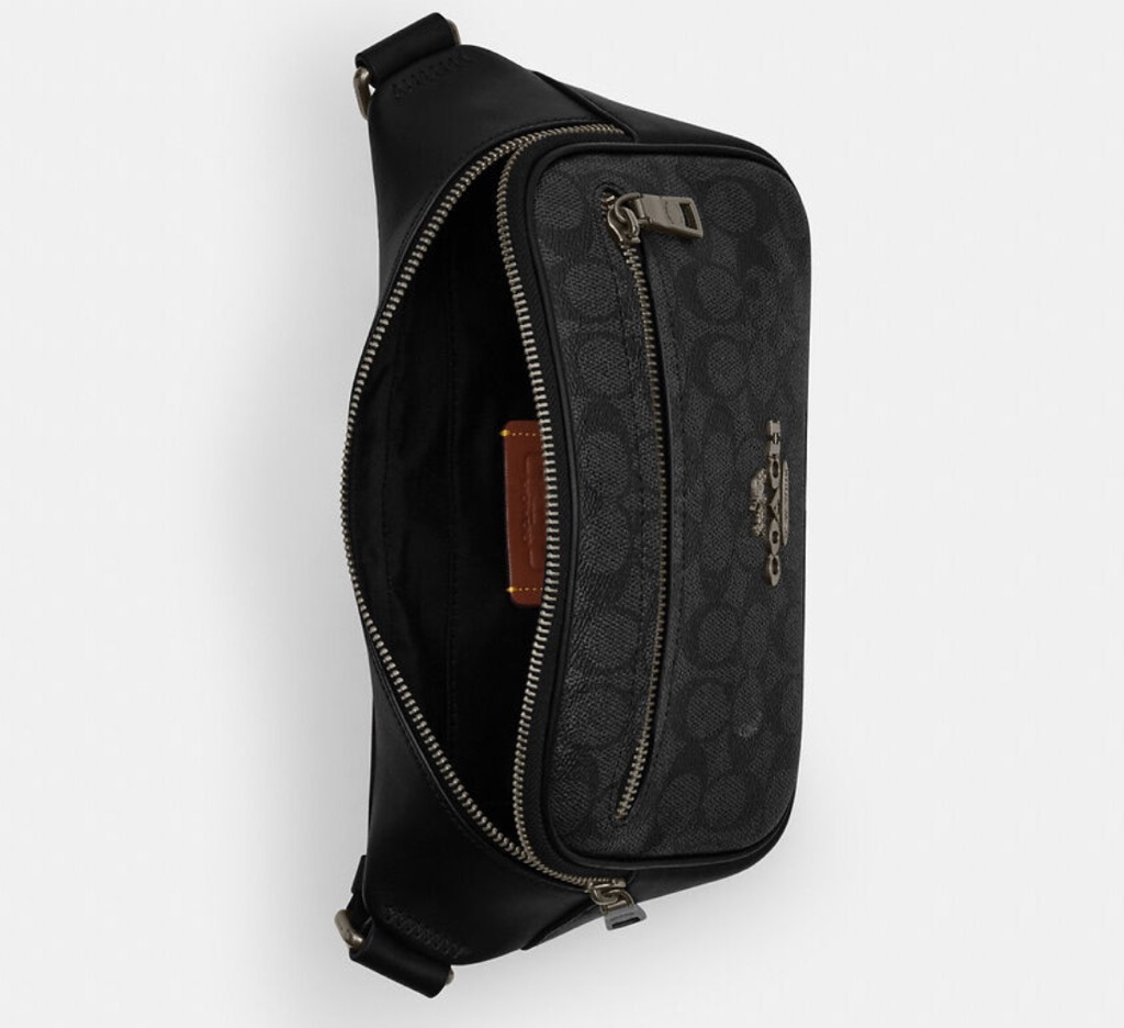 Túi Coach Elias Belt Bag In Signature Canvas Charcoal CZ400 QBMI5