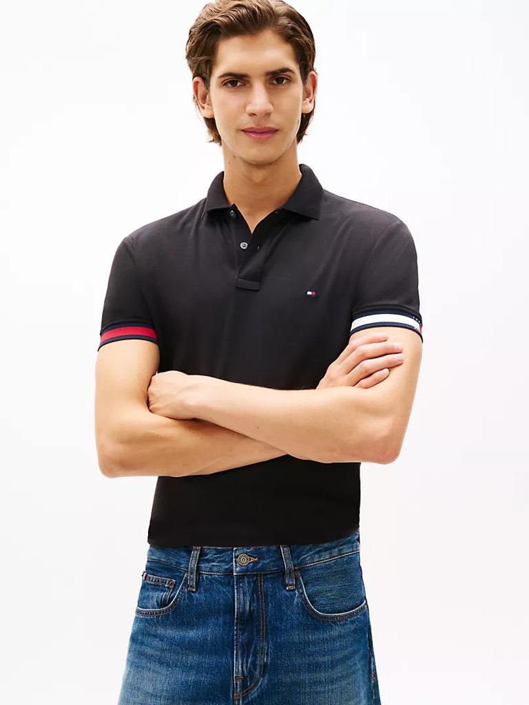 Áo Polo Tommy Hilfiger Slim Fit Smooth Cotton Interlock Black MW42743 001