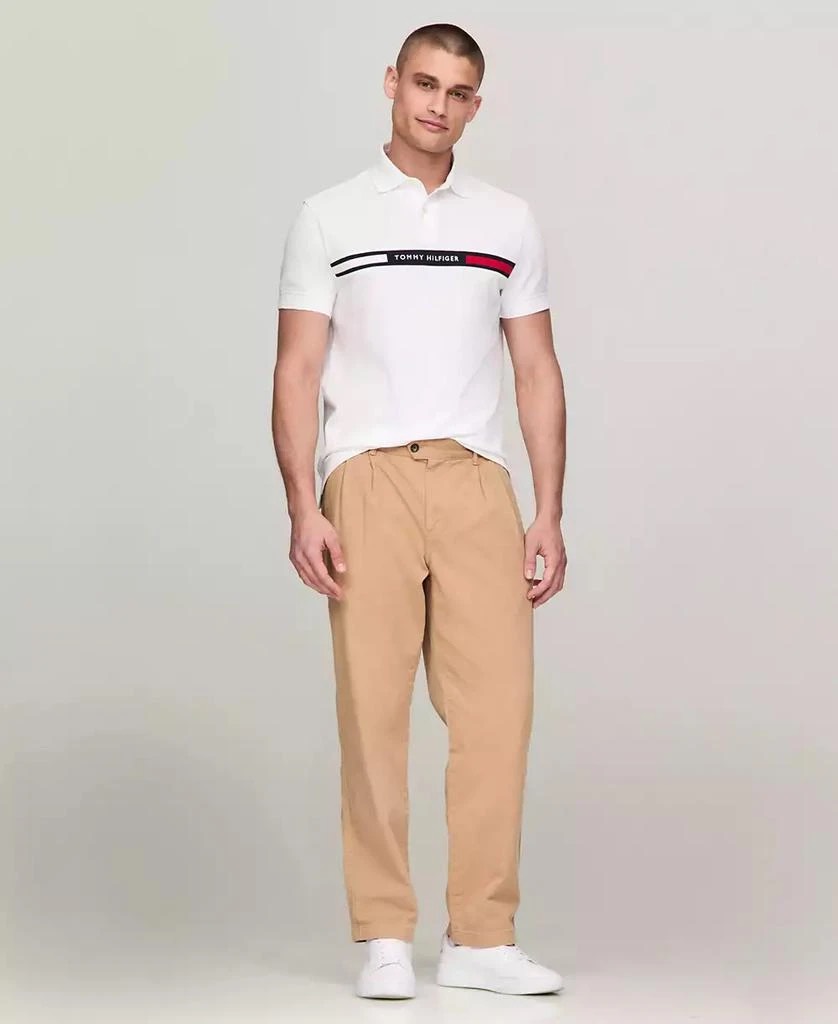 Áo Polo Tommy Regular Fit Embroidered Stripe White MW38130 100